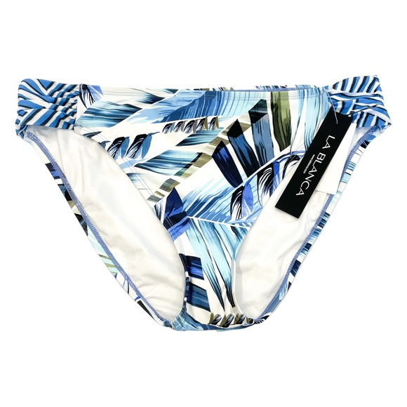LA BLANCA Two Cool Side Shirred Bikini Bottom Separates Blue - NWT - Size 12 - Picture 3 of 3